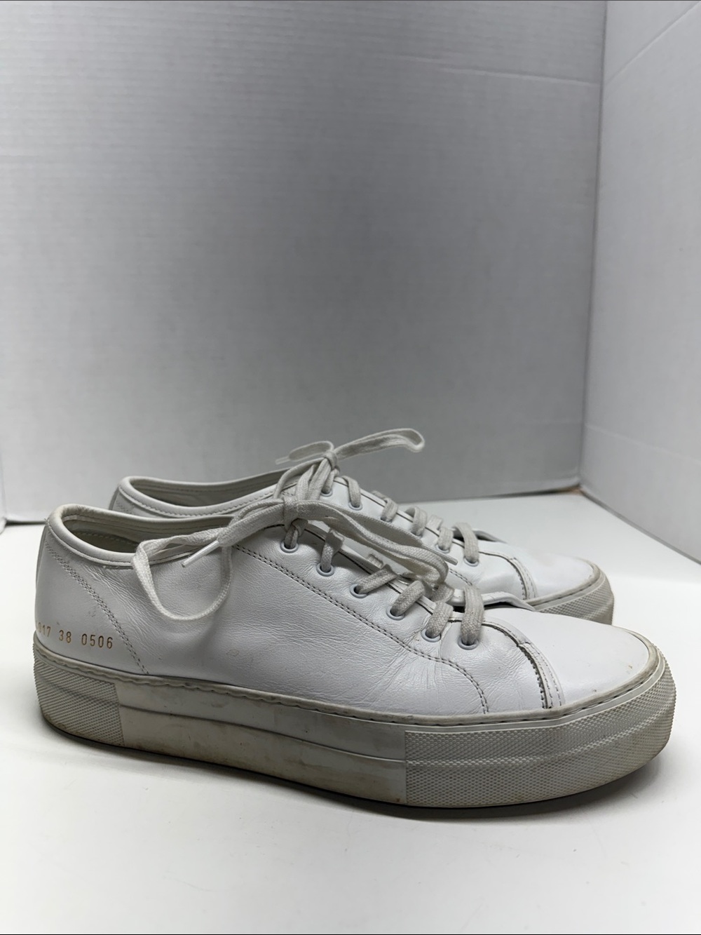 Woman by Common Projects Original Low Top Sneakers Shoes Leather White Size 38 8